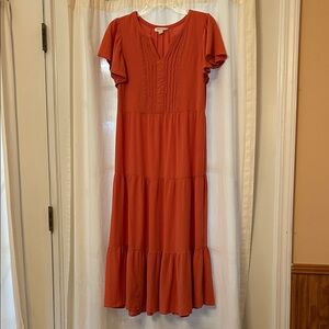 Beach Lunch Lounge Orange Midi Dress, med